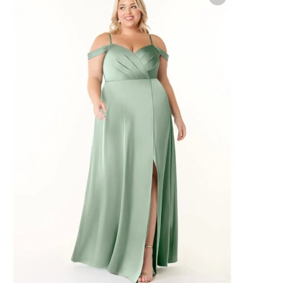 Azazie Ocean Agave Bridesmaid Dress Size A22 - Picture 2 of 9